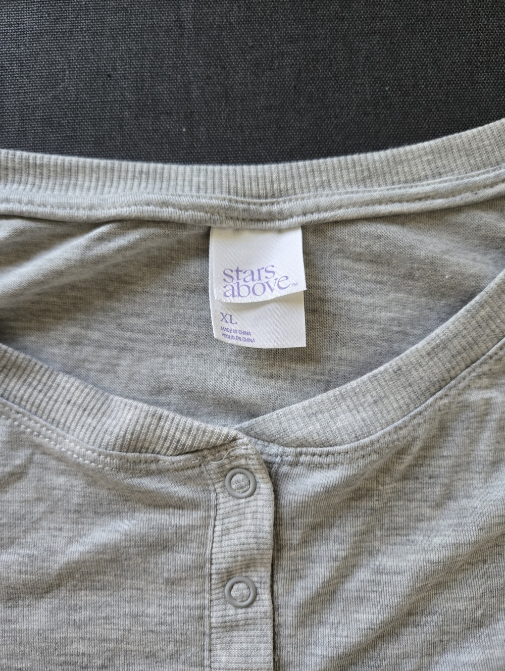 Stars Above Light Gray Ribbed Henley Tee